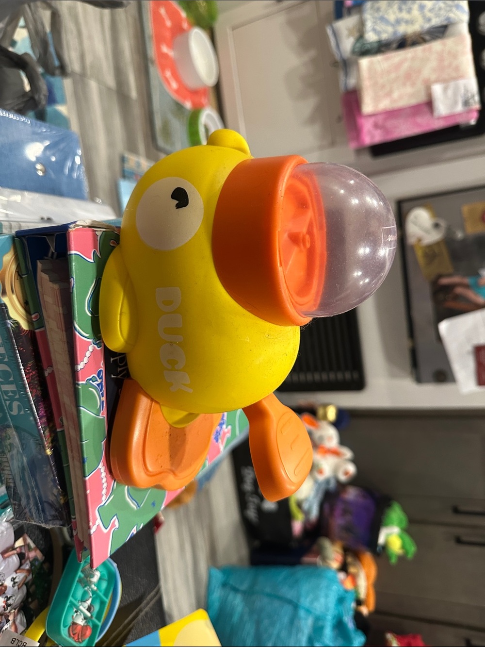 Yellow Duck Dog Toy with Orange Beak and Feet - Unbranded